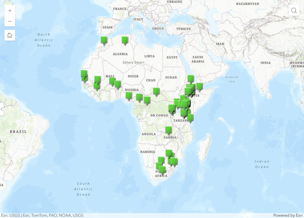 screenshot of the new interactive projects and partnerships map